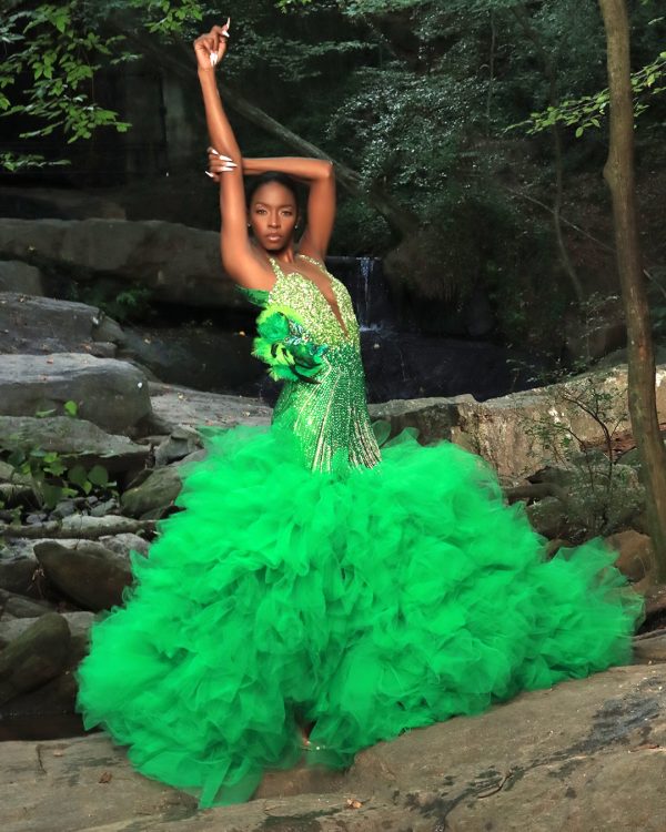 Papillon vert- S.Merritt  Collection Prom Dress - Image 2